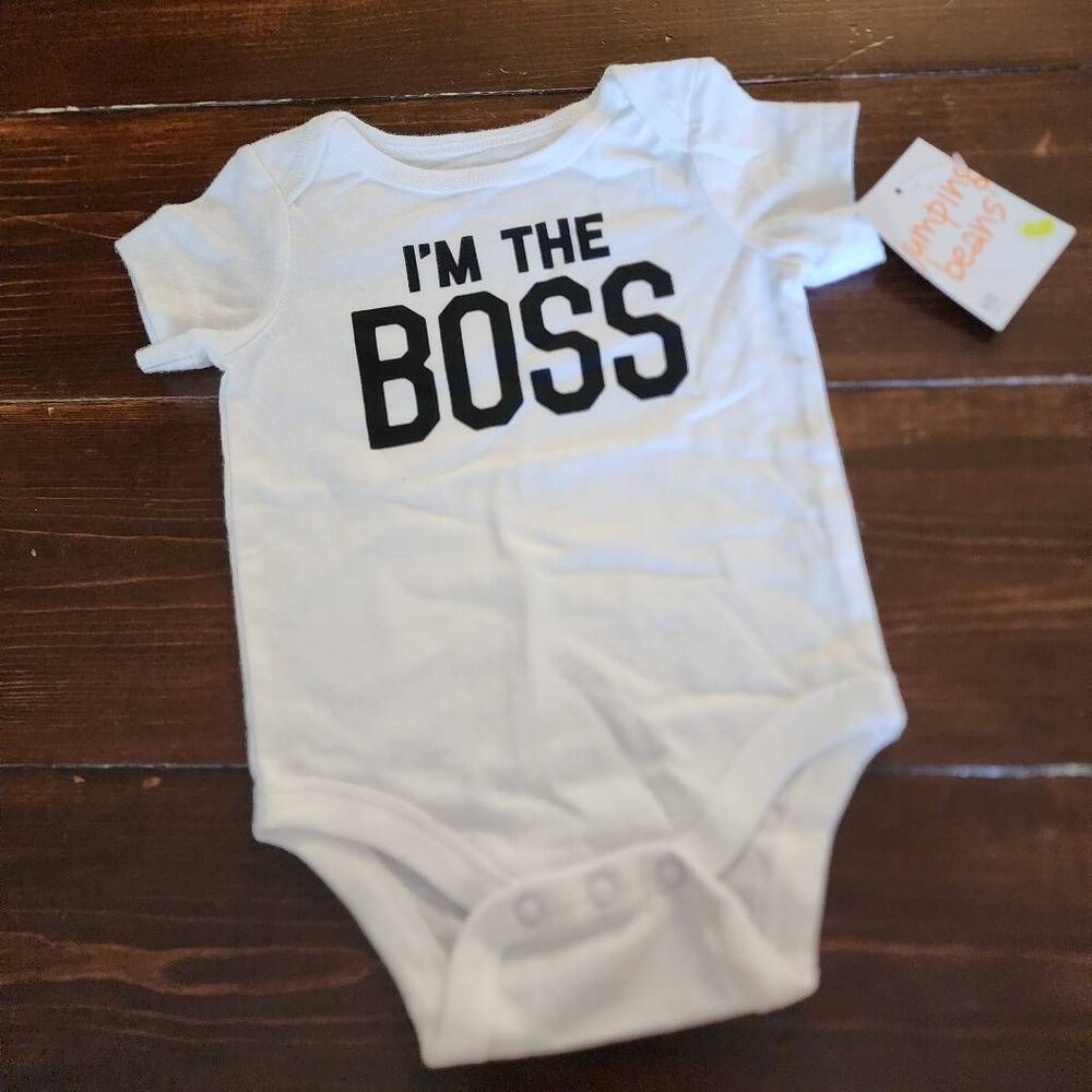 Jumping Beans New Born White One Piece With Graphic New With Tags